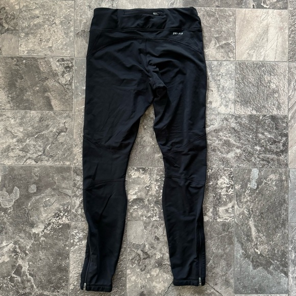 Nike Women’s Running Tights Size Small Zipper Ankle Black Interior Drawstring - Picture 4 of 5